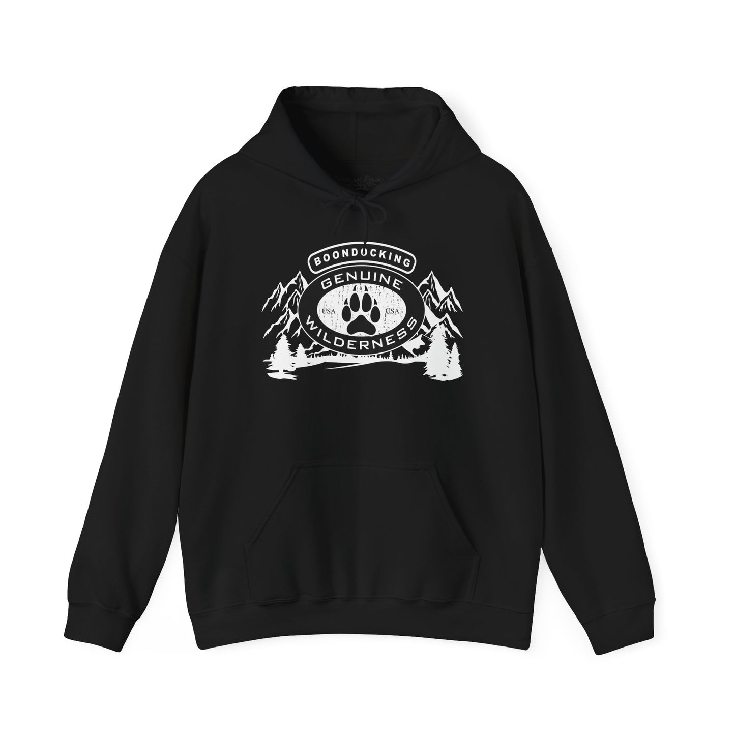 Hoodie - "Wilderness Boondocking Genuine" Paw Print Mountain Camping Hoodie