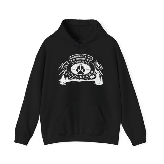 Hoodie - "Wilderness Boondocking Genuine" Paw Print Mountain Camping Hoodie
