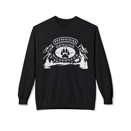 Wilderness Camp Crewneck Sweatshirt – "Genuine" Boondocking Paw Badge