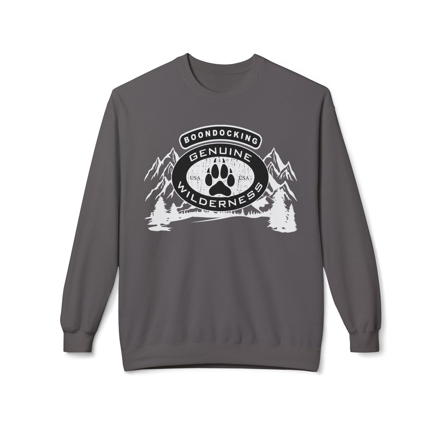 Wilderness Camp Crewneck Sweatshirt – "Genuine" Boondocking Paw Badge