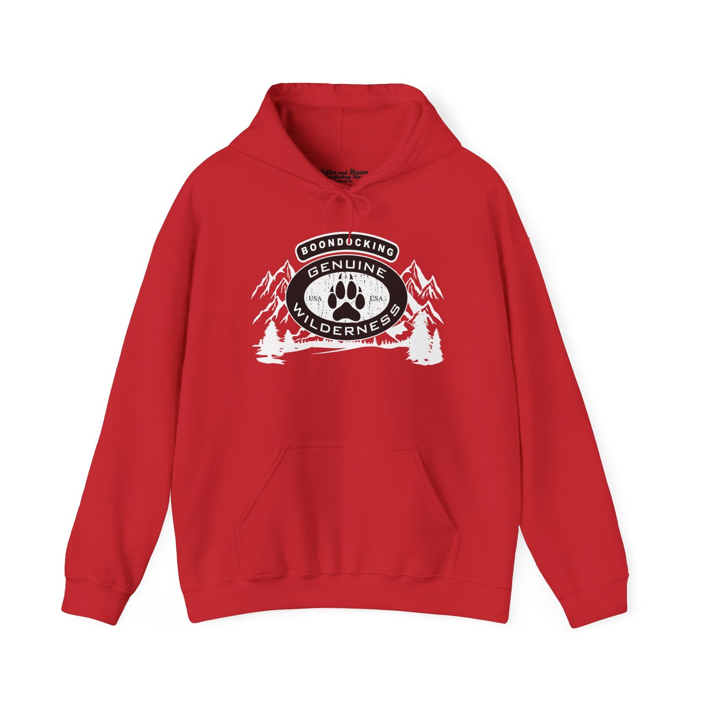 Hoodie - "Wilderness Boondocking Genuine" Paw Print Mountain Camping Hoodie