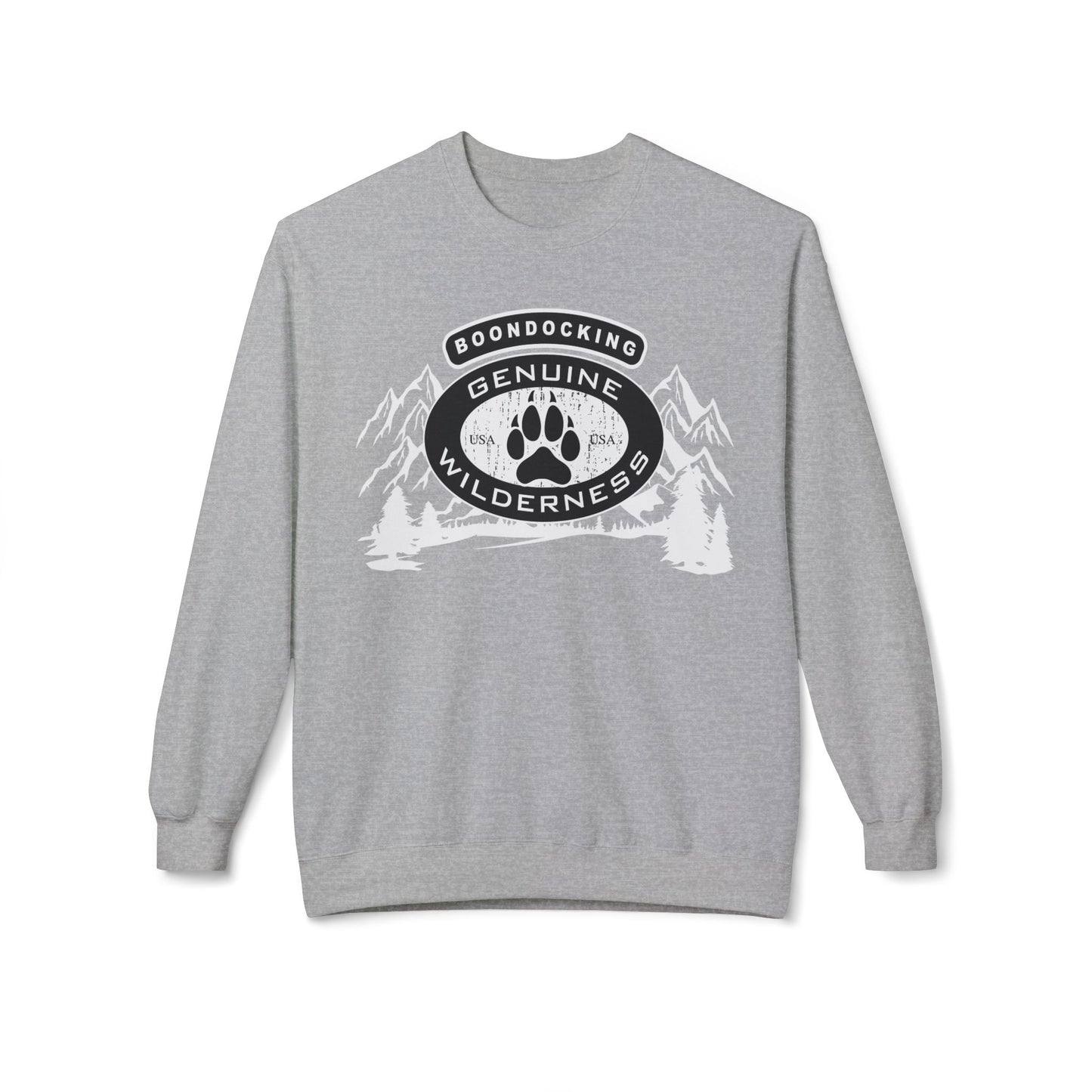 Wilderness Camp Crewneck Sweatshirt – "Genuine" Boondocking Paw Badge