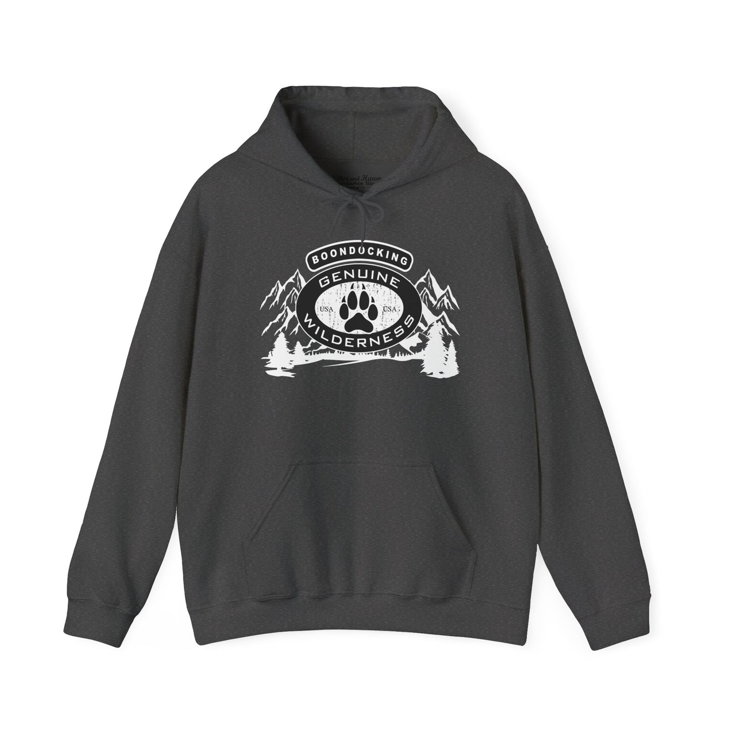 Hoodie - "Wilderness Boondocking Genuine" Paw Print Mountain Camping Hoodie